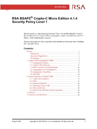 RSA BSAFE Crypto-C Micro Edition 4.1.4 Security Policy Level 1