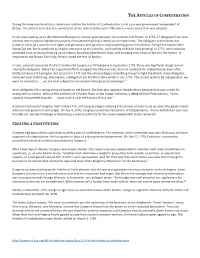 The Articles of Confederation Creating A