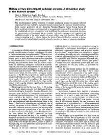 Melting of Two-Dimensional Colloidal Crystals: a Simulation Study of The