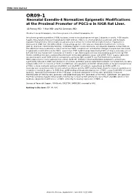 OR09-1 Neonatal Exendin-4 Normalizes Epigenetic Modifications at the Proximal Promoter of PGC1-Α in IUGR Rat Liver