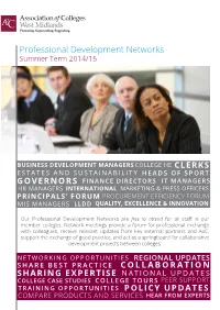 Professional Development Networks Summer Term 2014/15