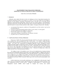 Transforming the Intelligence Services:Some Reflections on the South