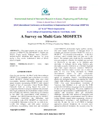 A Survey on Multi Gate MOSFETS