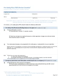 Fire Safety Plan (FSP) Review Checklist1 (Component of a BC Fire Code (BCFC) Compliance Inspection)