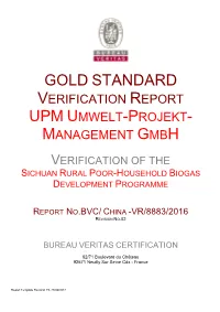 Gold Standard Verification Report Upm Umwelt-Projekt- Management Gmbh
