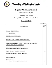 Regular Meeting of Council a G E N