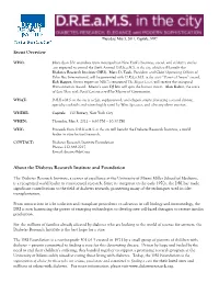 Event Overview About the Diabetes Research Institute and Foundation