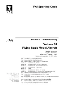 FAI Sporting Code Volume F4 Flying Scale Model Aircraft