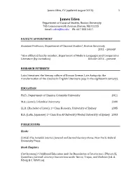 James Uden, CV (Updated August 2015) 1