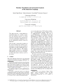 Machine Translation and Automated Analysis of the Sumerian Language