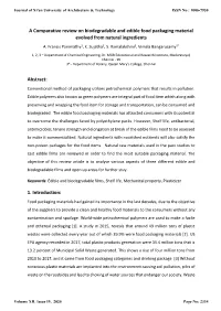 A Comparative Review on Biodegradable and Edible Food Packaging Material Evolved from Natural Ingredients A