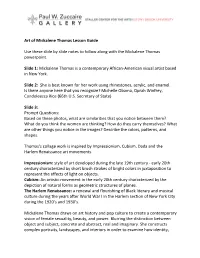 Art of Mickalene Thomas Lesson Guide Use These Slide by Slide