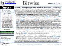 Bitwise: Leading Crypto Index Funds & New Alpha Opportunity