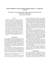 Human Mobility in Advanced and Developing Economies: a Comparative Analysis