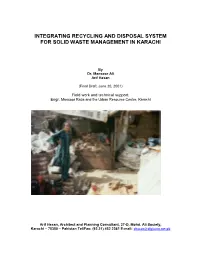 Integrating Recycling and Disposal System for Solid Waste Management in Karachi