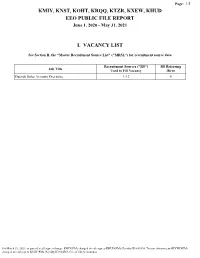 Kmiy, Knst, Koht, Krqq, Ktzr, Kxew, Khud Eeo Public File Report I. Vacancy List