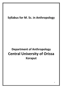 M.Sc. in Anthropology Syllabus
