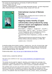 Mapping Swamp Timothy (Crypsis Schoenoides) Seed Productivity