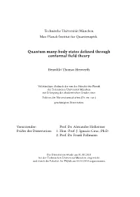Quantum Many-Body States Defined Through Conformal Field Theory