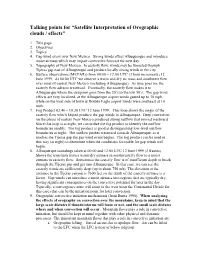 Talking Points for “Satellite Interpretation of Orographic Clouds / Effects”