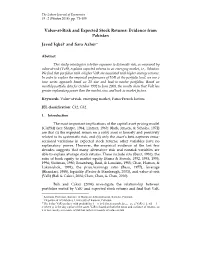 Value-At-Risk and Expected Stock Returns: Evidence from Pakistan