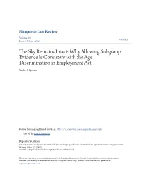Why Allowing Subgroup Evidence Is Consistent with the Age Discrimination in Employment Act Sandra F