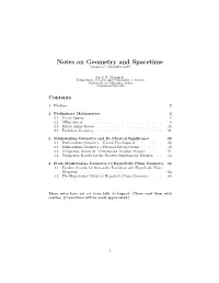 Notes on Geometry and Spacetime Version 2.7, November 2009