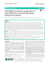 Quantifying the Genetic Parameters of Feed Efficiency in Juvenile Nile Tilapia Oreochromis Niloticus