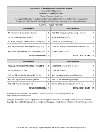 SAMPLE - Four Year Plan Fall Semester Spring Semester
