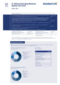SL Allianz Emerging Markets Equity Life Fund Invests Primarily in the Allianz Emerging Markets Equity Fund