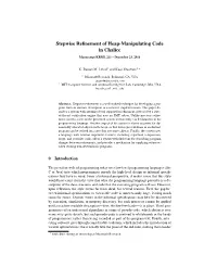 Stepwise Refinement of Heap-Manipulating Code in Chalice