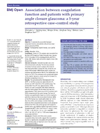 Association Between Coagulation Function and Patients with Primary Angle Closure Glaucoma: a 5-Year Retrospective Case–Control Study