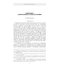 Biodiplomacy: a Better Approach to Dual Use Concerns