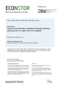 Interest Rate Derivative Markets in Hungary Between 2009 and 2012 in Light of the K14 Dataset