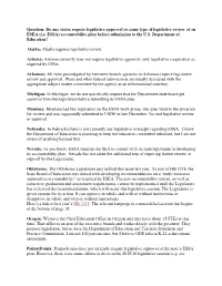 Question: Do Any States Require Legislative Approval Or Some Type of Legislative Review of an ESEA (I.E