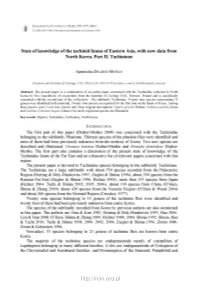 State of Knowledge of the Tachinid Fauna of Eastern Asia, with New Data from North Korea