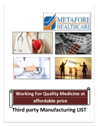 Third Party Manufacturing LIST COMPANY PROFILE