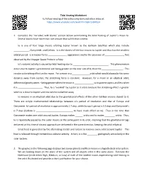 Tidal Heating Worksheet to Follow Viewing of the Astronomy Demonstration Video At