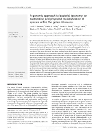 A Genomic Approach to Bacterial Taxonomy: an Examination and Proposed Reclassification of Species Within the Genus Neisseria