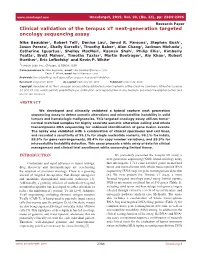 Clinical Validation of the Tempus Xt Next-Generation Targeted Oncology Sequencing Assay