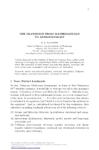 Contributions to Atomic, Molecular, and Optical Physics, Astrophysics
