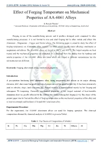 Effect of Forging Temperature on Mechanical Properties of AA-6061 Alloys