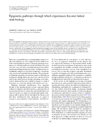 Epigenetic Pathways Through Which Experiences Become Linked with Biology