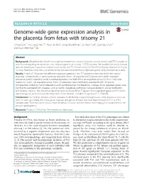 Genome-Wide Gene Expression Analysis in the Placenta from Fetus with Trisomy 21