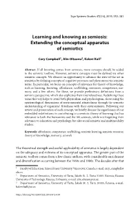 Learning and Knowing As Semiosis: Extending the Conceptual Apparatus of Semiotics