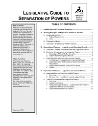 Legislative Guide to Separation of Powers