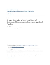 Marian Sims, Francis B. Simkins, and Revisionism in Reconstruction South Carolina David B