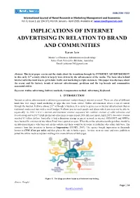 Implications of Internet Advertising in Relation To