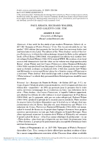 Paul Kraus, Richard Walzer, and Galen's Com. Tim