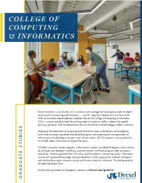 College of Computing & Informatics Fact Sheet [PDF]